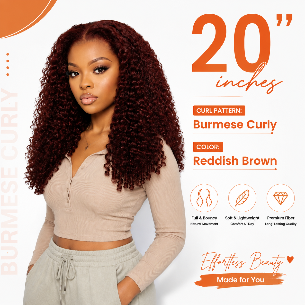 300% Density Glueless Burmese Curly 33 Reddish Brown 13x6 Pre Cut Lace Wear Go Wig
