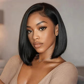 Glueless Straight Short Bob Wig Human Hair 13x6 HD Lace Front Wigs 220% Density