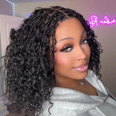 Short Boho Braids Bob Wig Water Wave Pre Cut 13x6 HD Full Lace Drawstring Human Hair