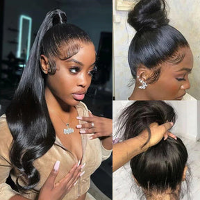 360 HD Lace Frontal Straight Human Hair Wig with Bleached Knots & Invisi Strap Snug Fit