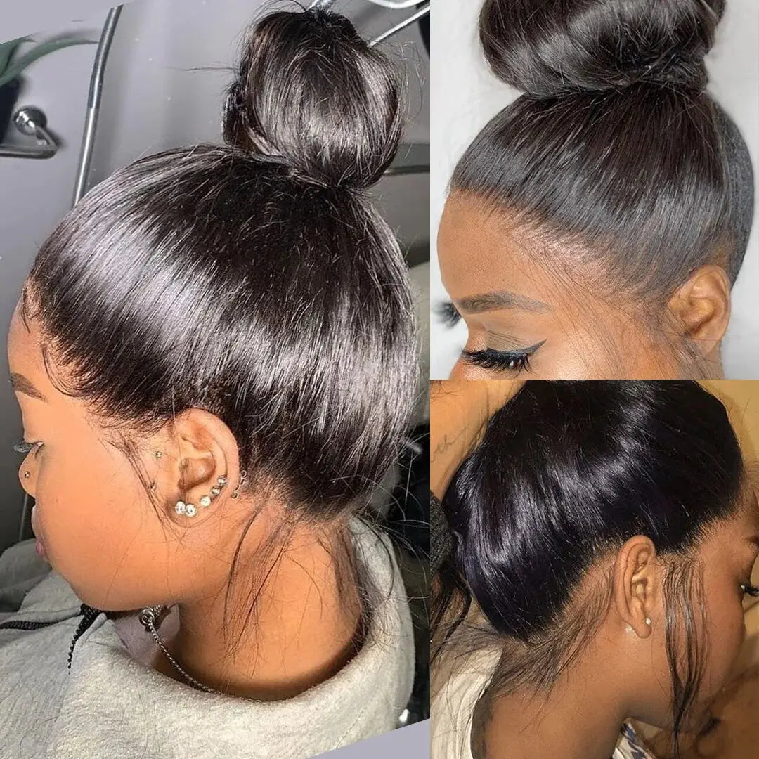 360 HD Lace Frontal Straight Human Hair Wig with Bleached Knots & Invisi Strap Snug Fit