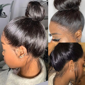 360 HD Lace Frontal Straight Human Hair Wig with Bleached Knots & Invisi Strap Snug Fit