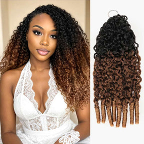 Black Cherry Burmese Curly Crochet Human Hair Pre Separated Miracle Knots Feather Crochet Hair Extensions