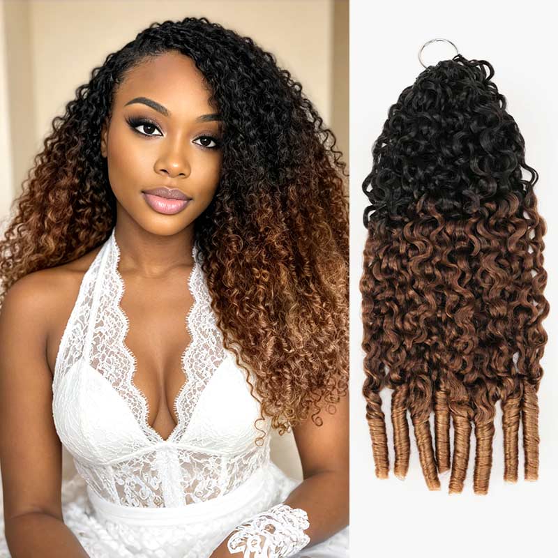 Black Cherry Burmese Curly Crochet Human Hair Pre Separated Miracle Knots Feather Crochet Hair Extensions