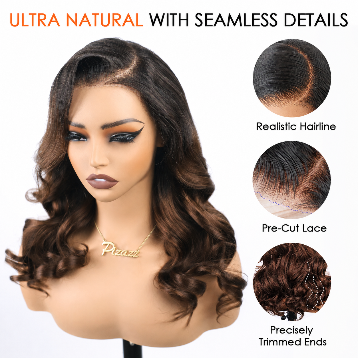 Glueless Loose Wave Bob Wig Human Hair C-Side Part 220% Density Undetectable HD Lace Front Short Wigs