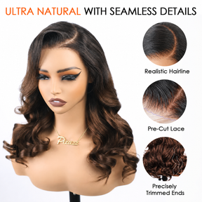 Glueless Loose Wave Bob Wig Human Hair C-Side Part 220% Density Undetectable HD Lace Front Short Wigs
