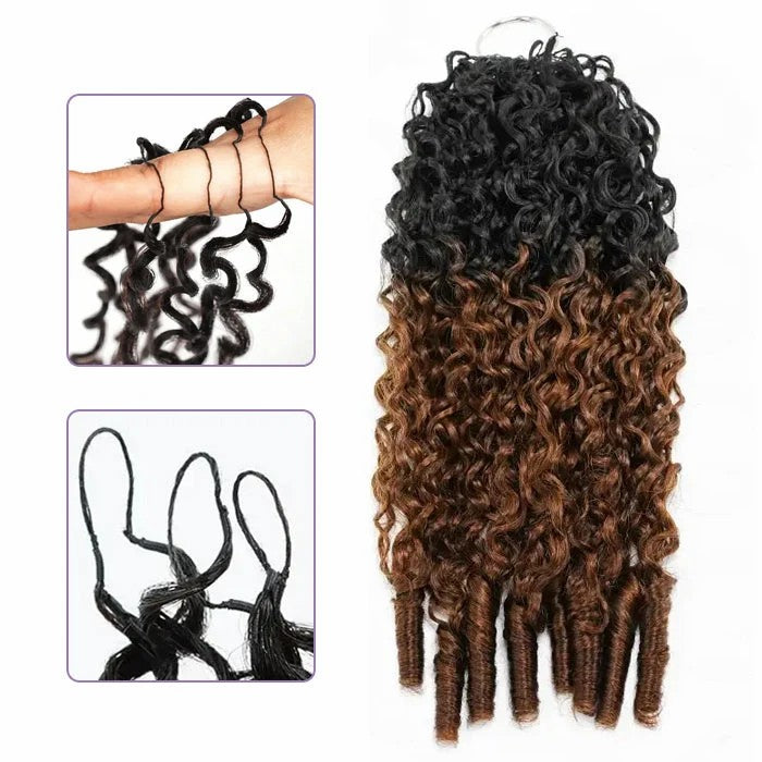 T1B/30 Raw Burmese Curly Crochet Human Hair Pre Separated Miracle Knot Feather Braiding Hair For Boho Knotless Braids