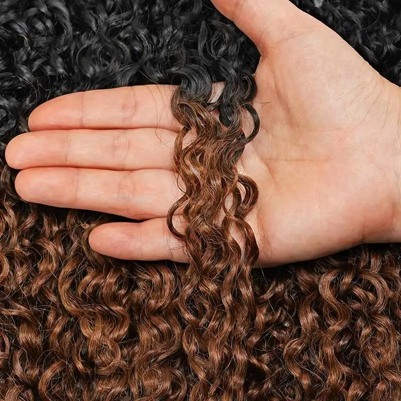 T1B/30 Raw Burmese Curly Crochet Human Hair Pre Separated Miracle Knot Feather Braiding Hair For Boho Knotless Braids
