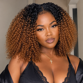 4/27 Highlight Kinky Curly Feather Crochet Hair Extensions Miracle Knots Pre-Separated Braiding Hair