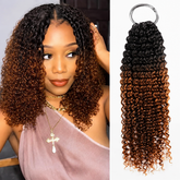 T1B/30 Ombre Kinky Curly Feather Crochet Hair Extensions Pre Looped Natural Texture Crochet Braids