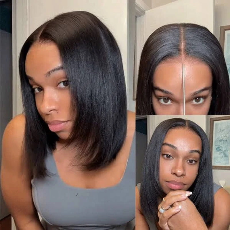Yaki Straight Bob Wig 8x5 Pre-Bleached Natural Looking Glueless Wig Pizazz Hair