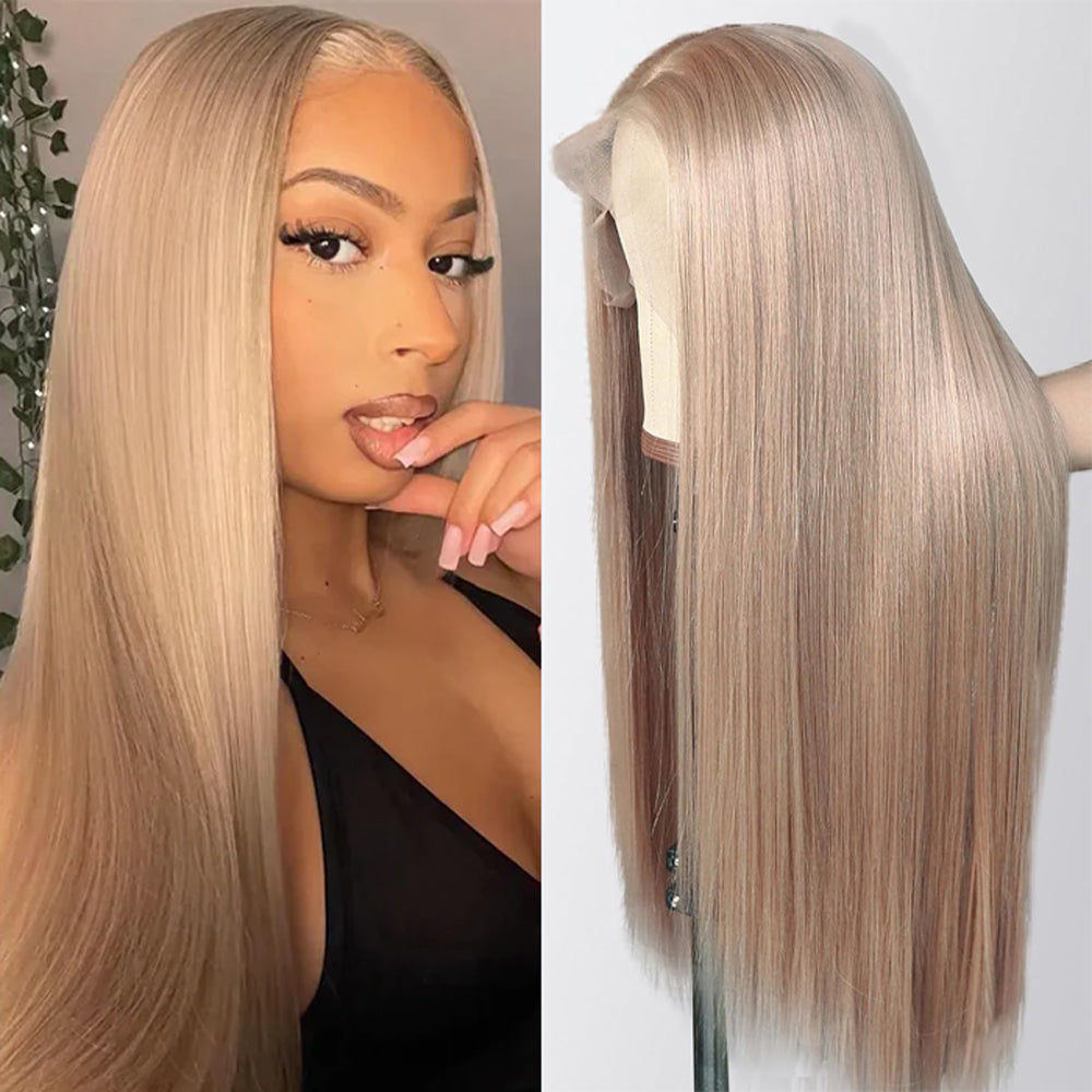 Pizazz Hair Ash Blonde 18# Straight Hair 13x4 Lace Front Wigs Skin Melt Lace Wigs