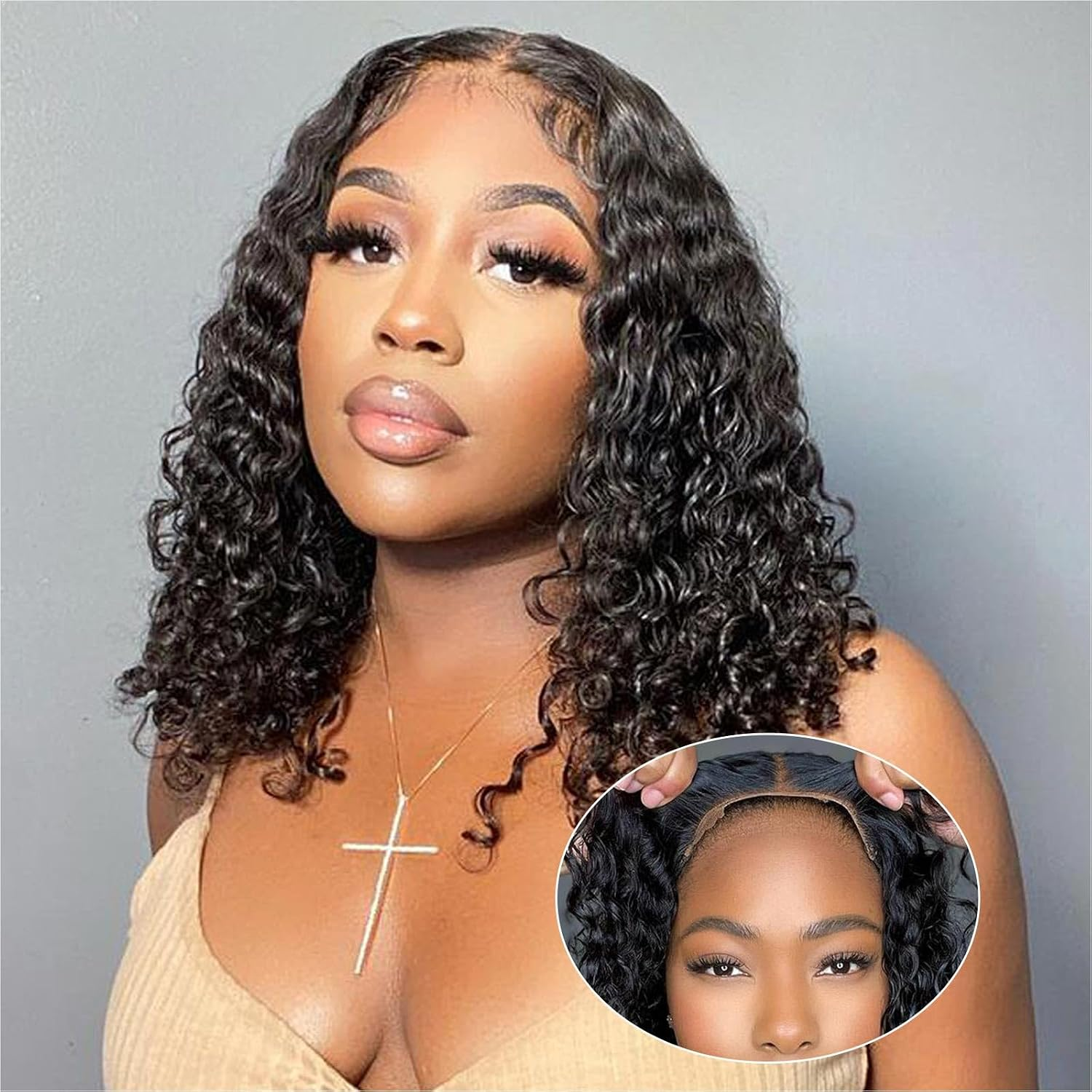 Glueless Short Bob Wig Water Wave 8x5 Pre-Cut Lace Bleached Knots Ready To Wear