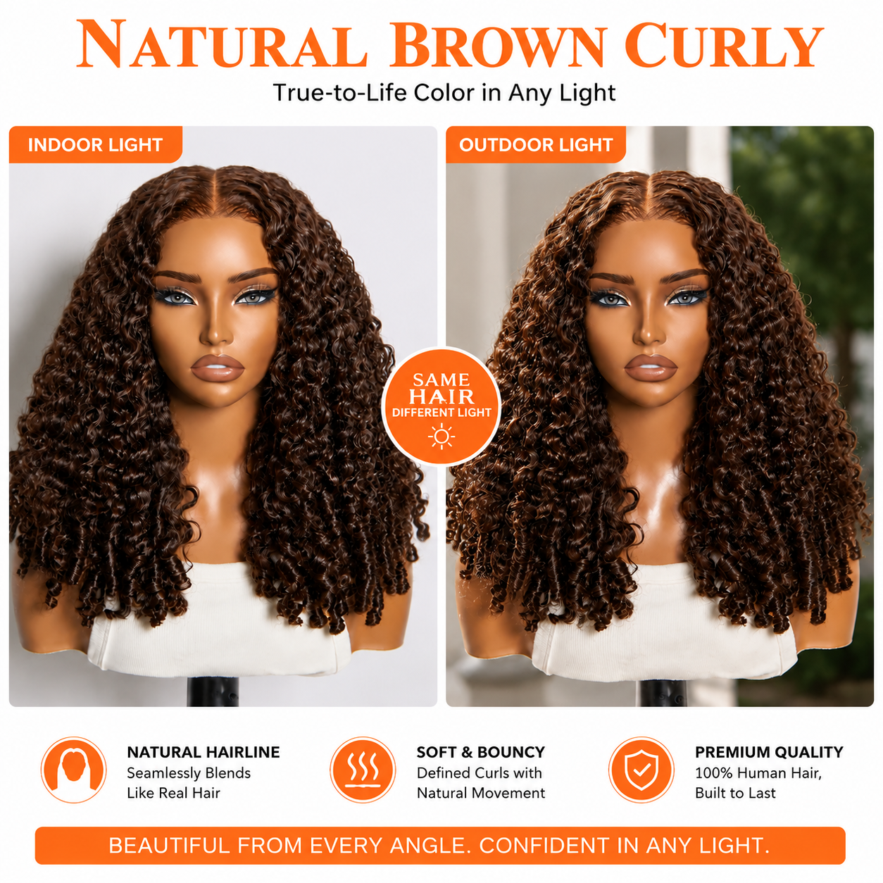 13x6 Glueless Burmese Curly Human Hair Wig Dark Brown With Drawstring