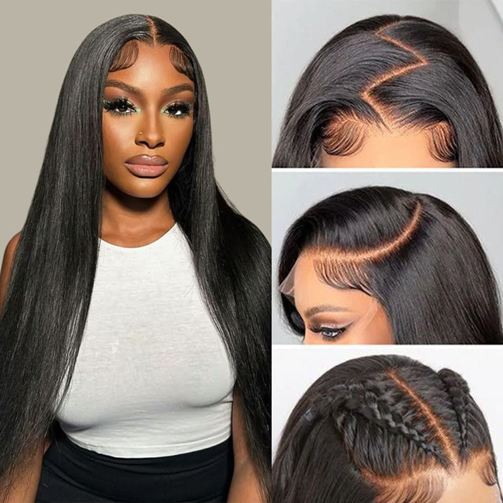 13X6 Pull Go Wig Straight Hair Transparent Lace Glueless Wigs Human Hair 180% 250% Density Flash Sale