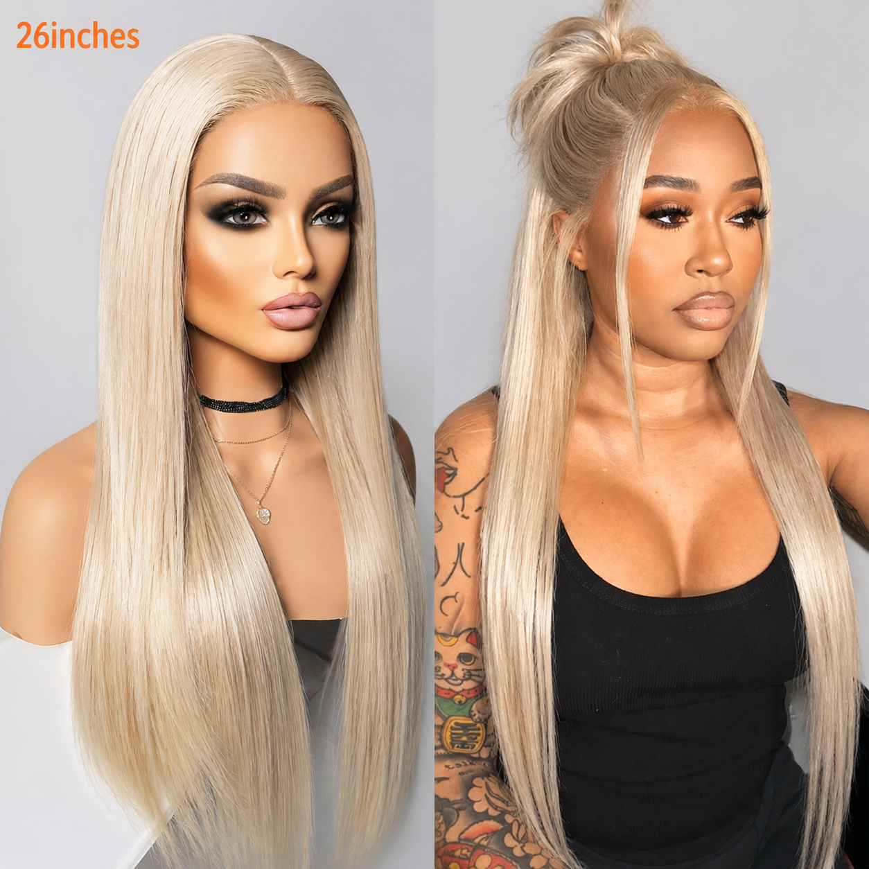 Pizazz Hair Ash Blonde 18# Color Body Wave Human Hair 13x6 HD Lace Frontal Glueless Wigs 180% Density