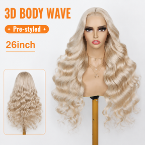 Pizazz Hair Ash Blonde 18# Color Body Wave Human Hair 13x6 HD Lace Frontal Glueless Wigs 180% Density