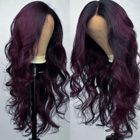 Balayage Purple Highlight Lace Front Wigs