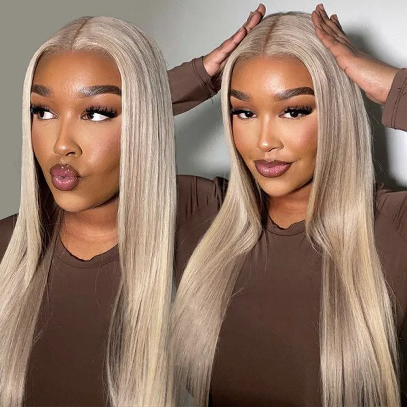 Pizazz Hair Ash Blonde 18# Straight Hair 13x4 Lace Front Wigs Skin Melt Lace Wigs