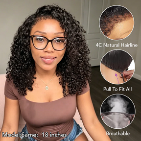 4C Edges Kinky Curly Human Hair Bob Wigs HD Lace Front Wigs With Curly Baby Hair