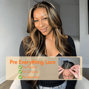 Balayage Highlight M1B/27 13x6 Glueless Lace Frontal Human Hair Wig Pre-Bleached Knots