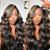 Balayage Highlight M1B/27 13x6 Glueless Lace Frontal Human Hair Wig Pre-Bleached Knots