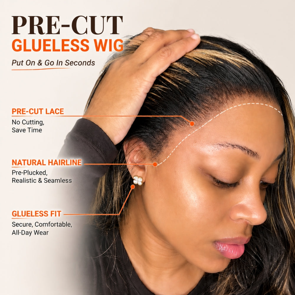 Balayage Highlight M1B/27 13x6 Glueless Lace Frontal Human Hair Wig Pre-Bleached Knots