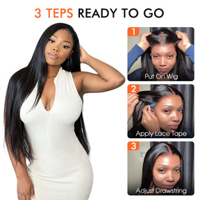 Straight Human Hair Wigs with Pre Plucked Hairline 13x6 Invisible HD Lace Frontal Wigs