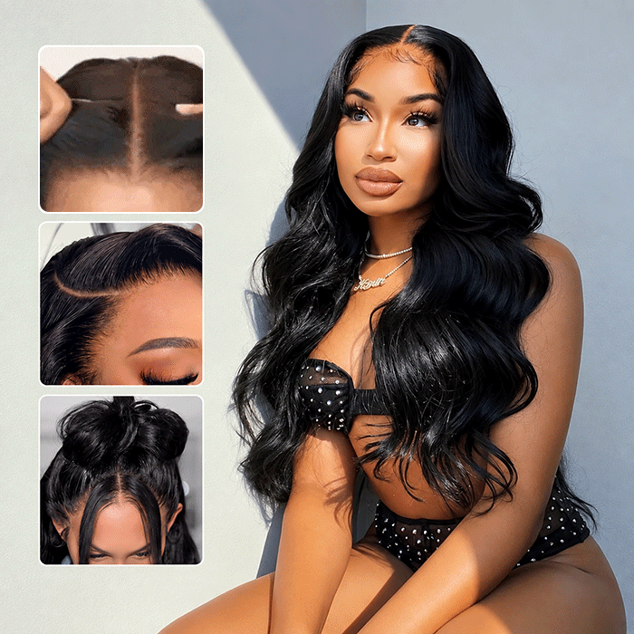 350% Density Double Drown Human Hair Body Wave Glueless Wig Super Natural Hairline HD Lace Front Wig Pre Cut Lace