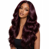 Black Cherry Loose Body Wave Layered Cut Glueless Pre Everything Drawstring Human Hair Wig