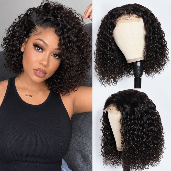 2 Wigs Set | 220% Density 5x5 Water Wave Lace Wig and Chestnut Brown Ombre Straight Bob Lace Wig