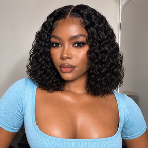 2 Wigs Set | 220% Density 5x5 Water Wave Lace Wig and Chestnut Brown Ombre Straight Bob Lace Wig