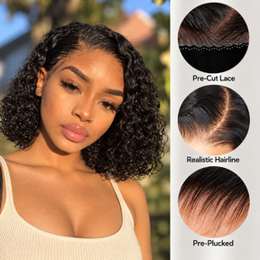 2 Wigs Set | 220% Density 5x5 Water Wave Lace Wig and Chestnut Brown Ombre Straight Bob Lace Wig