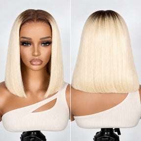 2 Wigs Set | 220% Density 5x5 Curly Lace Wig and Silky Straight T4/613 Ombre Blonde Bob Lace Wig