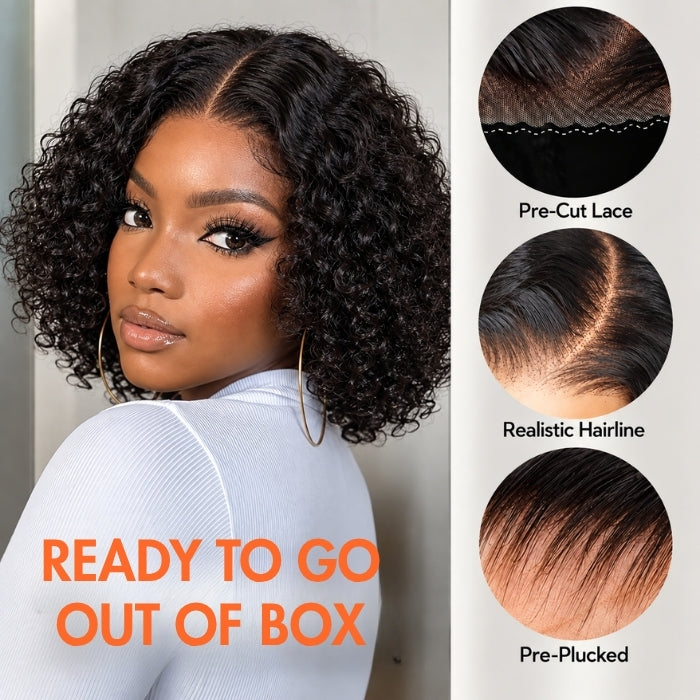 2 Wigs Set | 220% Density 5x5 Curly Lace Wig and Silky Straight T4/613 Ombre Blonde Bob Lace Wig