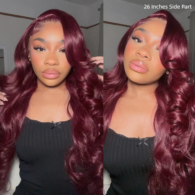 99j Burgundy Loose Body Wave Glueless 13x6 HD Lace Frontal Human Hair Wig 220% Density