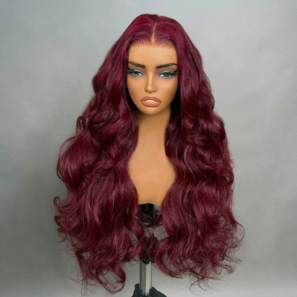 99j Burgundy Loose Body Wave Glueless 13x6 HD Lace Frontal Human Hair Wig 220% Density
