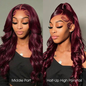 99j Burgundy Loose Body Wave Glueless 13x6 HD Lace Frontal Human Hair Wig 220% Density
