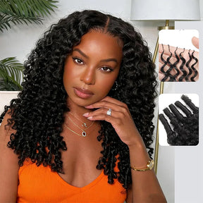 Raw Burmese Curly Crochet Human Hair Pre Separated Miracle Knots Feather Braiding Hair For Boho Knotless Braids Natural Black