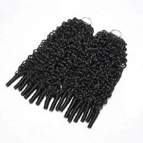Raw Burmese Curly Crochet Human Hair Pre Separated Miracle Knots Feather Braiding Hair For Boho Knotless Braids Natural Black