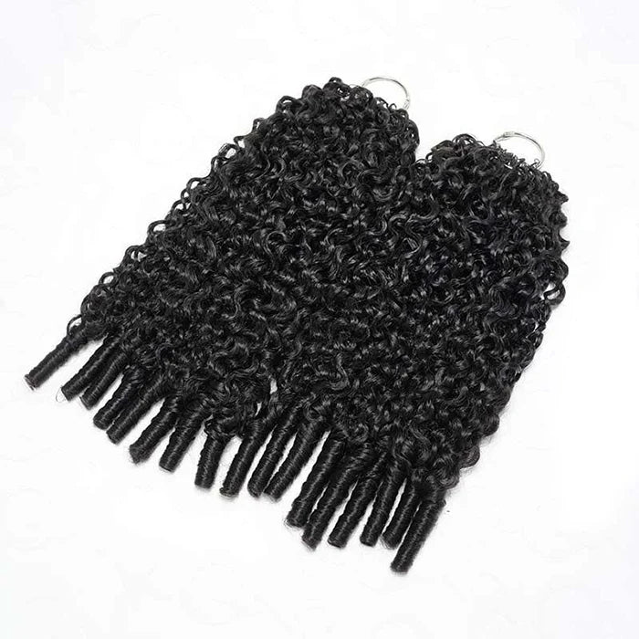 Raw Burmese Curly Crochet Human Hair Pre Separated Miracle Knots Feather Braiding Hair For Boho Knotless Braids Natural Black