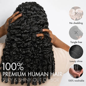 Raw Burmese Curly Crochet Human Hair Pre Separated Miracle Knots Feather Braiding Hair For Boho Knotless Braids Natural Black