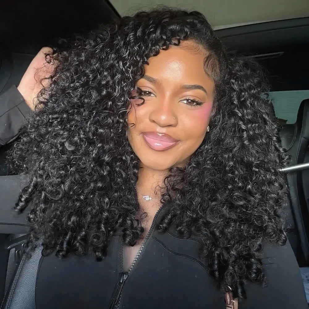 Raw Burmese Curly Crochet Human Hair Pre Separated Miracle Knots Feather Braiding Hair For Boho Knotless Braids Natural Black