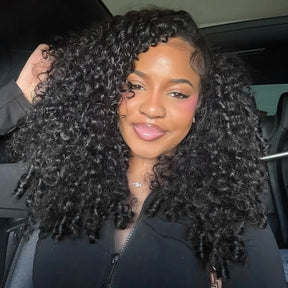 Raw Burmese Curly Crochet Human Hair Pre Separated Miracle Knots Feather Braiding Hair For Boho Knotless Braids Natural Black