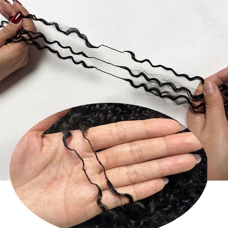 Raw Burmese Curly Crochet Human Hair Pre Separated Miracle Knots Feather Braiding Hair For Boho Knotless Braids Natural Black