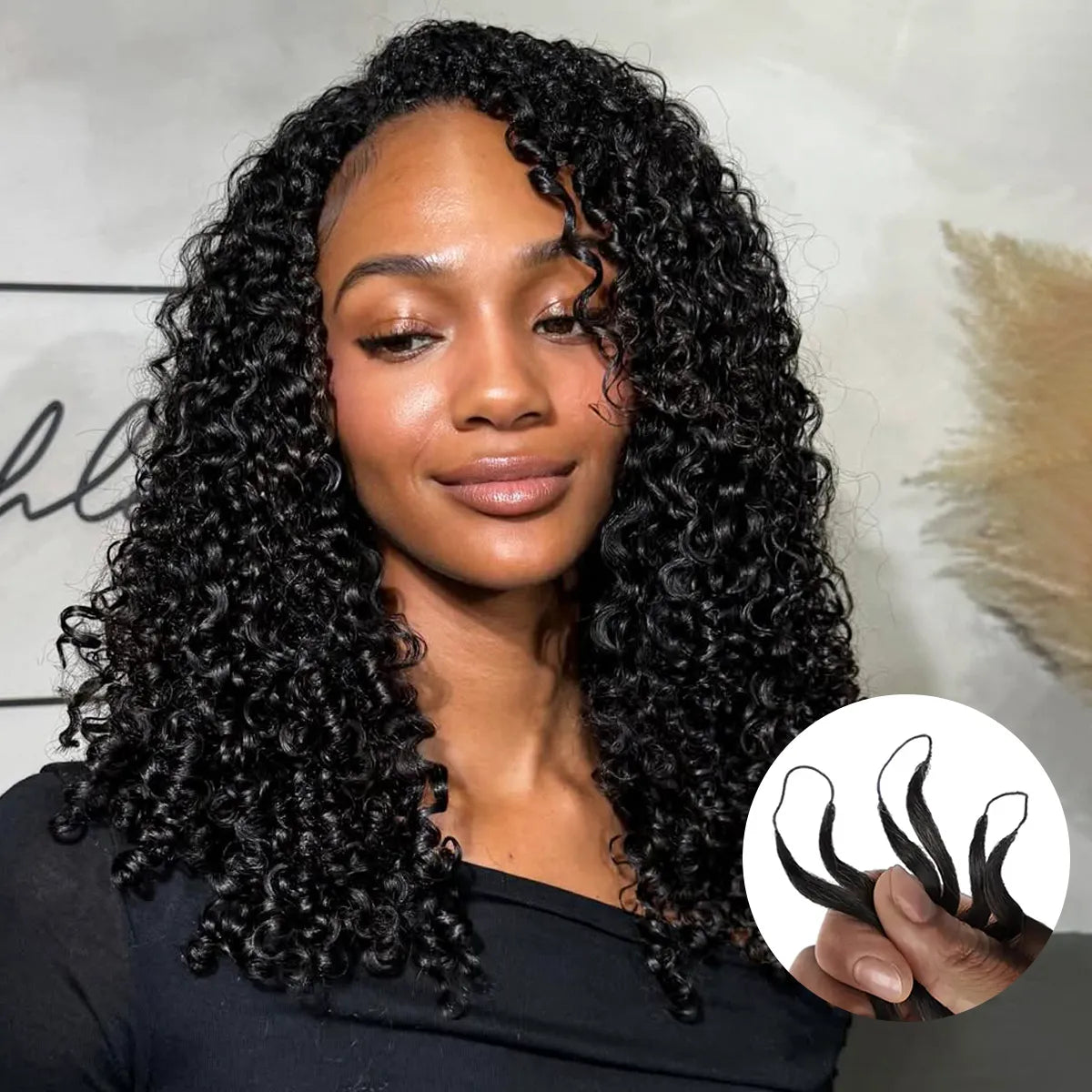 Raw Burmese Curly Crochet Human Hair Pre Separated Miracle Knots Feather Braiding Hair For Boho Knotless Braids Natural Black