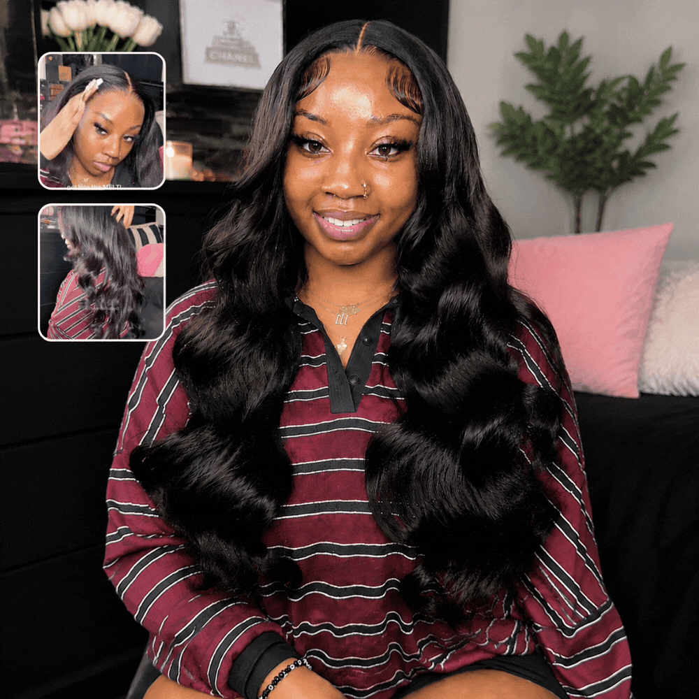 13x6 Full HD Invisible Lace Frontal Body Wave Human Hair Wigs Pre Plucked Natural Hairline