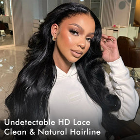 13x6 Full HD Invisible Lace Frontal Wigs Body Wave Human Hair Wigs Pre Plucked Natural Hairline