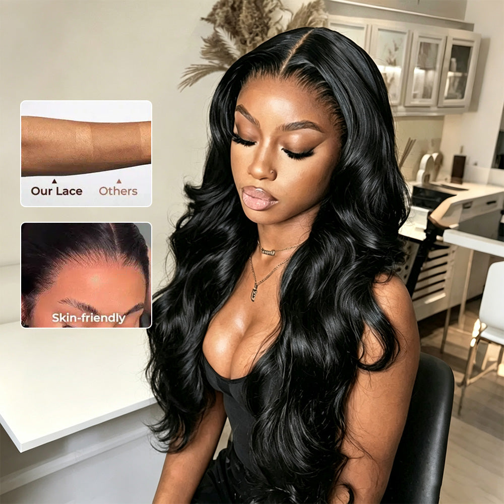 13x6 Full HD Invisible Lace Frontal Wigs Body Wave Human Hair Wigs Pre Plucked Natural Hairline