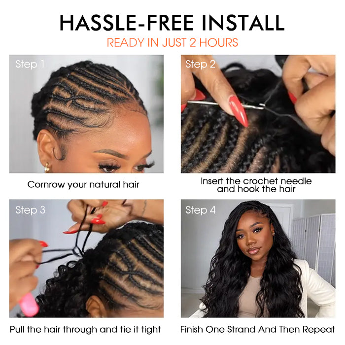 Premium Body Wave Feather Crochet Human Hair Extensions Reusable Natural